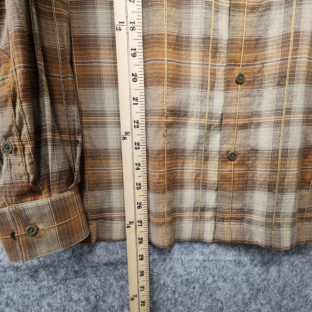 KUHL Textured Long Sleeve Shirt Mens Medium Brown Plaid Lightweight Button Up - Picture 8 of 8